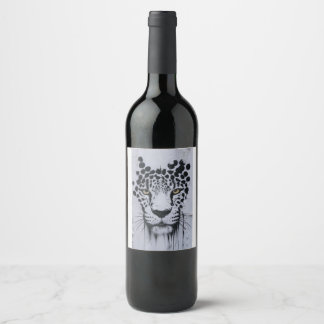 Rótulo De Garrafa De Cerveja Retrato Artístico de Leopardo em Capuz de Vida Sel
