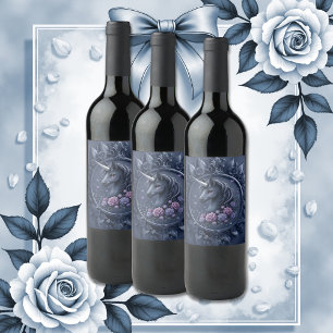 Rótulo De Garrafa De Cerveja Retrato de Unicórnio Escuro em um Quadro Redondo