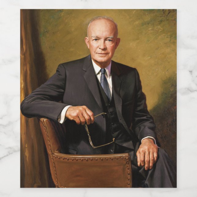 Rótulo De Garrafa De Cerveja Retrato do Presidente Dwight Eisenhower na Casa Br (Rótulo Único)