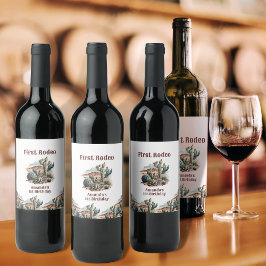 Rótulo De Garrafa De Cerveja Retro 1rua Primeiro Rodeio Oeste Cactus Aniversári