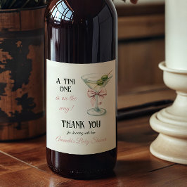 Rótulo De Garrafa De Cerveja Retro A Tini One Martini Pink Bow Girl Baby Shower