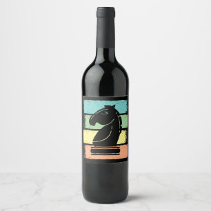 Rótulo De Garrafa De Cerveja Retro de Cavalo de Xadrez