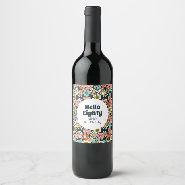 Rótulo De Garrafa De Cerveja Retro Hippie Groovy Flower Hello Oitocenta Anivers (Frente)
