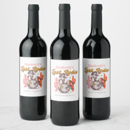 Rótulo De Garrafa De Cerveja Retrô Rosa Último Rodeio Cowgirl Despedida de Solt