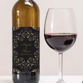 Rótulo De Garrafa De Cerveja Rico Chic Black E Dourado Armamento Barroco