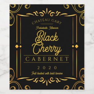 Rótulo De Garrafa De Cerveja Rico preto vime dourado personalizado