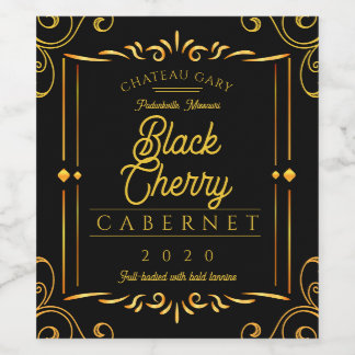 Rótulo De Garrafa De Cerveja Rico preto vime dourado personalizado