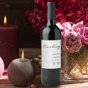 Rótulo De Garrafa De Cerveja Riesling de Casamento de Fontes Negra e Branca Min