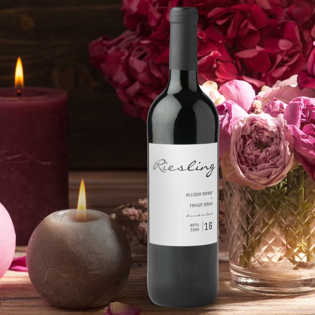 Rótulo De Garrafa De Cerveja Riesling de Casamento de Fontes Negra e Branca Min (Criador carregado)