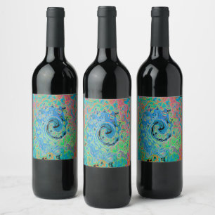Rótulo De Garrafa De Cerveja Rolha de Abstrato com rolha azul de aquarela com r