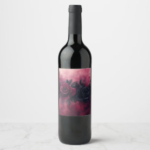 Rótulo De Garrafa De Cerveja Romance Sombrio: Design de Rosa Gótica e Renda