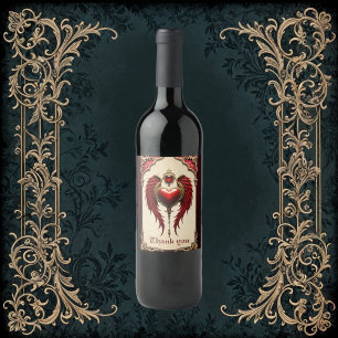 Rótulo De Garrafa De Cerveja Romance venenoso com coração e asas.