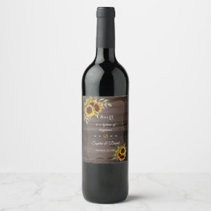 Rótulo De Garrafa De Cerveja Romântica Aquarela Girassóis Casamento de Madeir