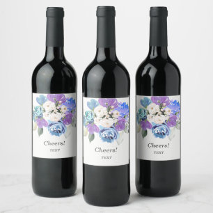 Rótulo De Garrafa De Cerveja Romântico, Aquarela, Flor, Vinho floral rústico