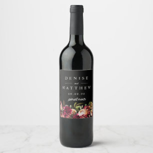 Rótulo De Garrafa De Cerveja Romântico Chrysanthemum em Preto Verdadeiro