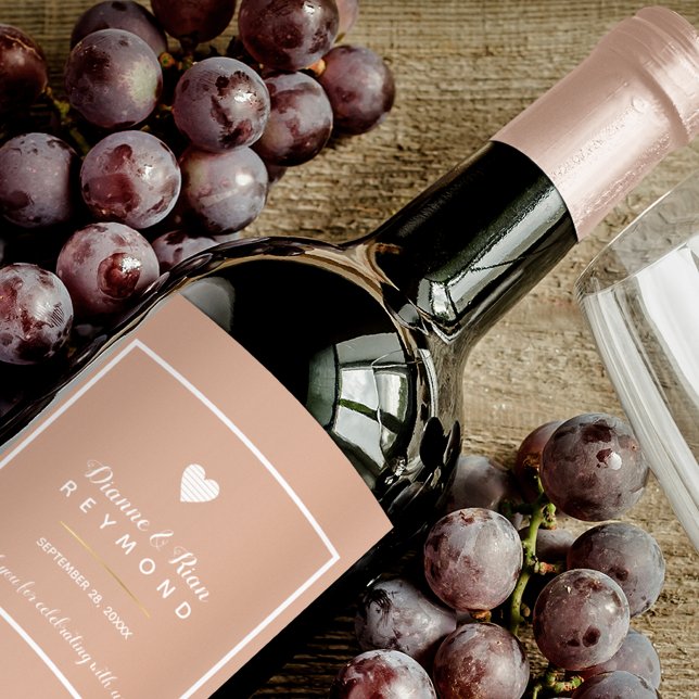 Rótulo De Garrafa De Cerveja Romântico Elegantemente Rotulado Rosa Dusty Casame (wedding & wine)