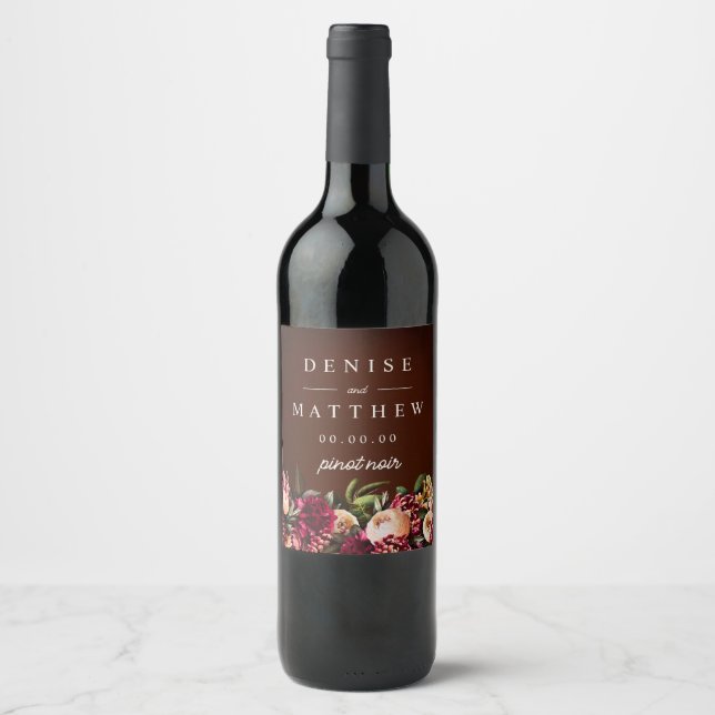 Rótulo De Garrafa De Cerveja Romântico - O crisântemo no vinho - (Frente)