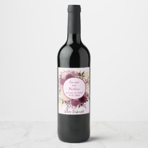 Rótulo De Garrafa De Cerveja Romântico Pluma Burgundy, Rosa Desbotado Personali