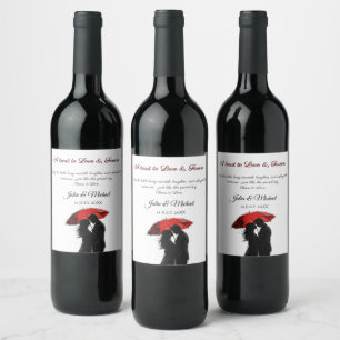 Rótulo De Garrafa De Cerveja Romântico Vermelho Guarda-chuvas Vermelho Parisien