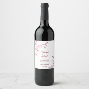 Rótulo De Garrafa De Cerveja Rosa Branco Flor de Cerejeira Obrigado Casamento