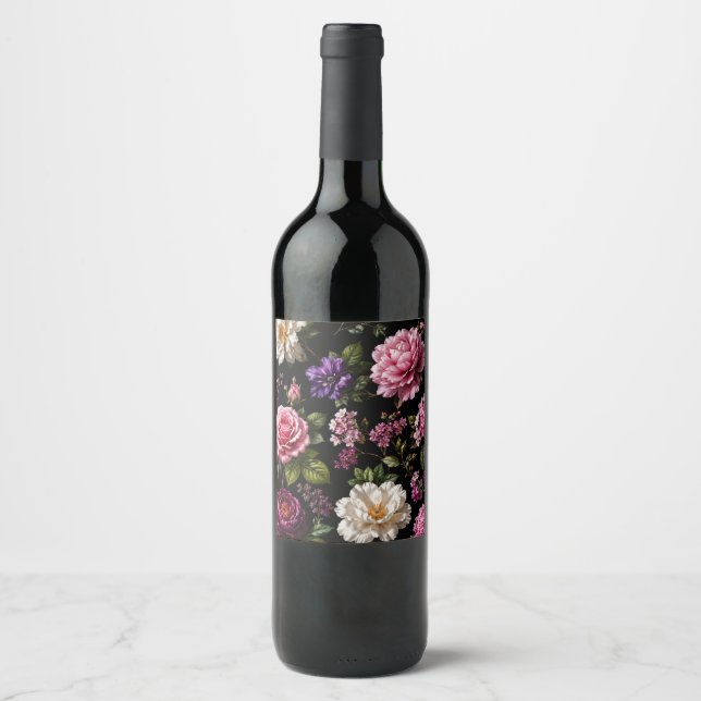 Rótulo De Garrafa De Cerveja Rosa de Veludo Preto  (Frente)