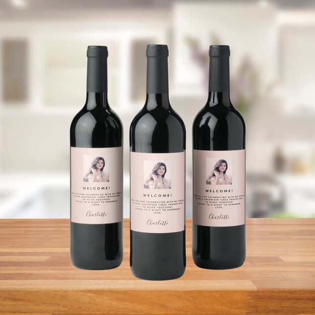 Rótulo De Garrafa De Cerveja Rosa dourado, de boas-vindas, convidados rosa (Criador carregado)