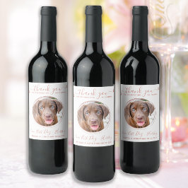 Rótulo De Garrafa De Cerveja Rosa Moderno Dourado Obrigado Foto De Pet Casado D