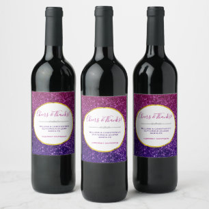 Rótulo De Garrafa De Cerveja Rosa & pedras preciosas Sparkling roxas do brilho