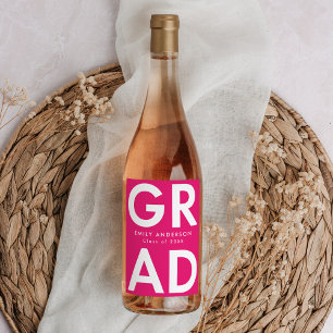 Rótulo De Garrafa De Cerveja Rosa quente Graduação por Formando a negrito