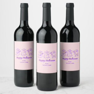 Rótulo De Garrafa De Cerveja Rosa Roxo Excêntrico Desenho à Mão Assustador Hall