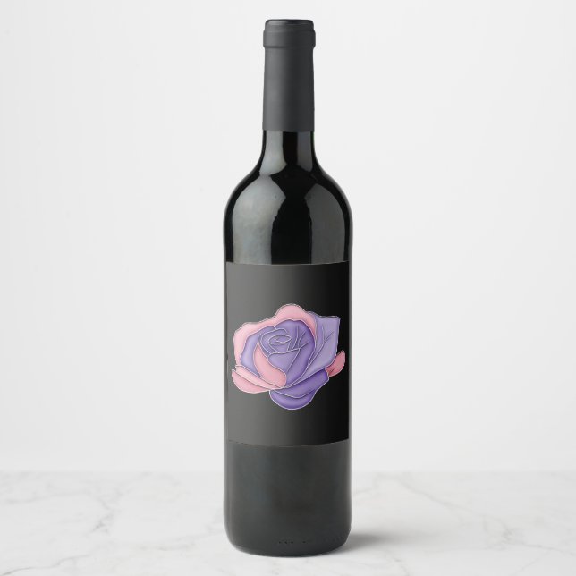 Rótulo De Garrafa De Cerveja Rosa Rubor e Flor (Frente)