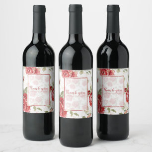 Rótulo De Garrafa De Cerveja Rosa vermelha com impressão de fundo branco