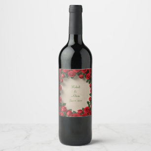 Rótulo De Garrafa De Cerveja Rosa vermelha Wedding