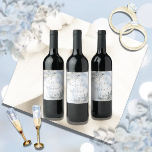 Rótulo De Garrafa De Cerveja Rosas Azuis Dusty Casamento Persoonalizado Floral