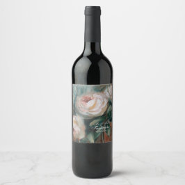Rótulo De Garrafa De Cerveja Rosas Brancas