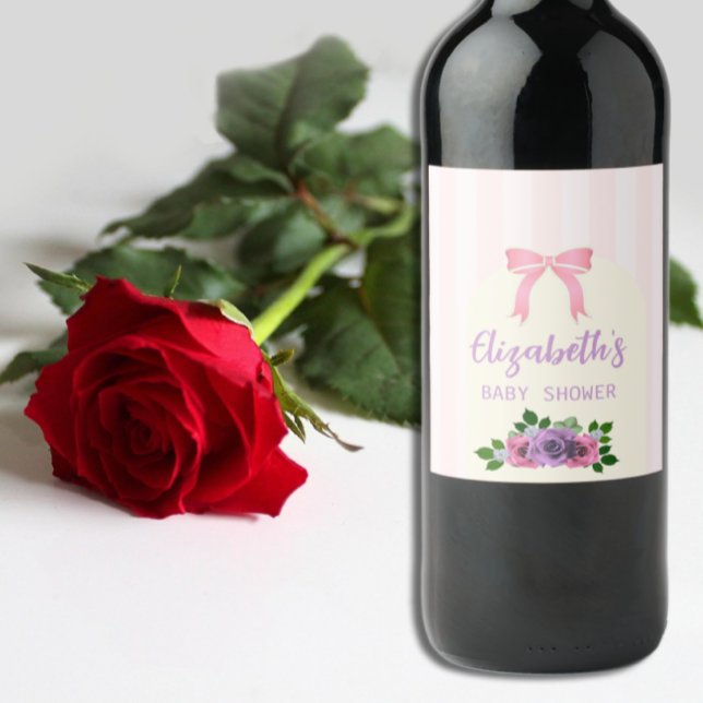 Rótulo De Garrafa De Cerveja Rosas de jardim Chá de fraldas rosa (Criador carregado)