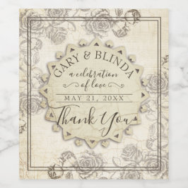 Rótulo De Garrafa De Cerveja Rosas de papel envelhecido elegante como favor de 