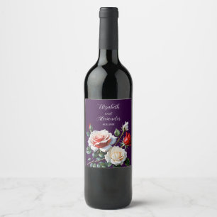 Rótulo De Garrafa De Cerveja Rosas florais de casamento em rosa branco e vermel
