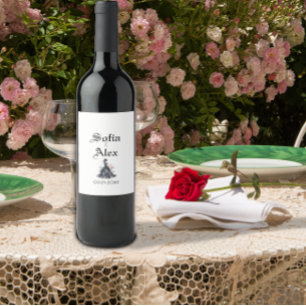 Rótulo De Garrafa De Cerveja Rosas góticas em aquarela vestido preto casamento