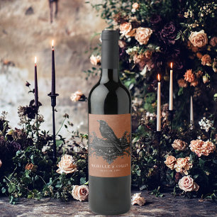 Rótulo De Garrafa De Cerveja Rosas Pretos Góticos, Raven e Negras Casamento por