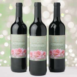 Rótulo De Garrafa De Cerveja Rosas Rosa em Sage Suave