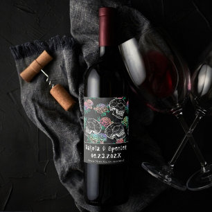 Rótulo De Garrafa De Cerveja Rosas Rosa Rosa do Crânio  Favor de Casamento Got