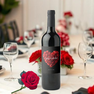 Rótulo De Garrafa De Cerveja Rosas Vermelhas em Forma de Coração-Casamento-