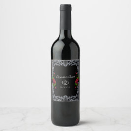 Rótulo De Garrafa De Cerveja Rosas Vermelhas,Listras Casamento Gótico