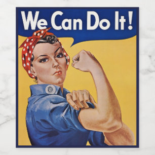 Rótulo De Garrafa De Cerveja Rosie the Riveter: Forte Empoderamento feminino