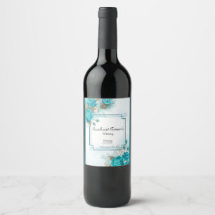 Rótulo De Garrafa De Cerveja Rotulagem de Vinho das Flores de Turquesa para Cas