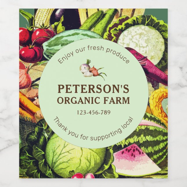 Rótulo De Garrafa De Cerveja Rótulo de Agricultura Local para Vegetais da Vinta (Rótulo Único)