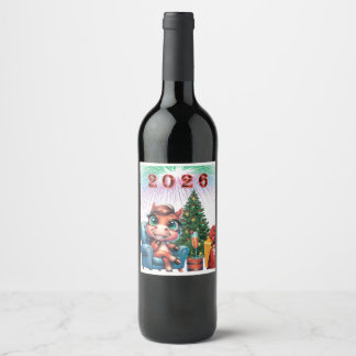 Rótulo De Garrafa De Cerveja Rótulo de Ano Novo Cavalo Fofo