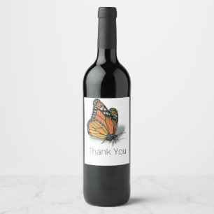 Rótulo De Garrafa De Cerveja Rótulo de Borboleta Monarca com Texto Personalizáv