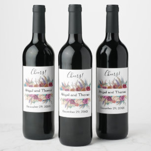 Rótulo De Garrafa De Cerveja Rótulo de Cachaça Floral Boho Personalizado Presen